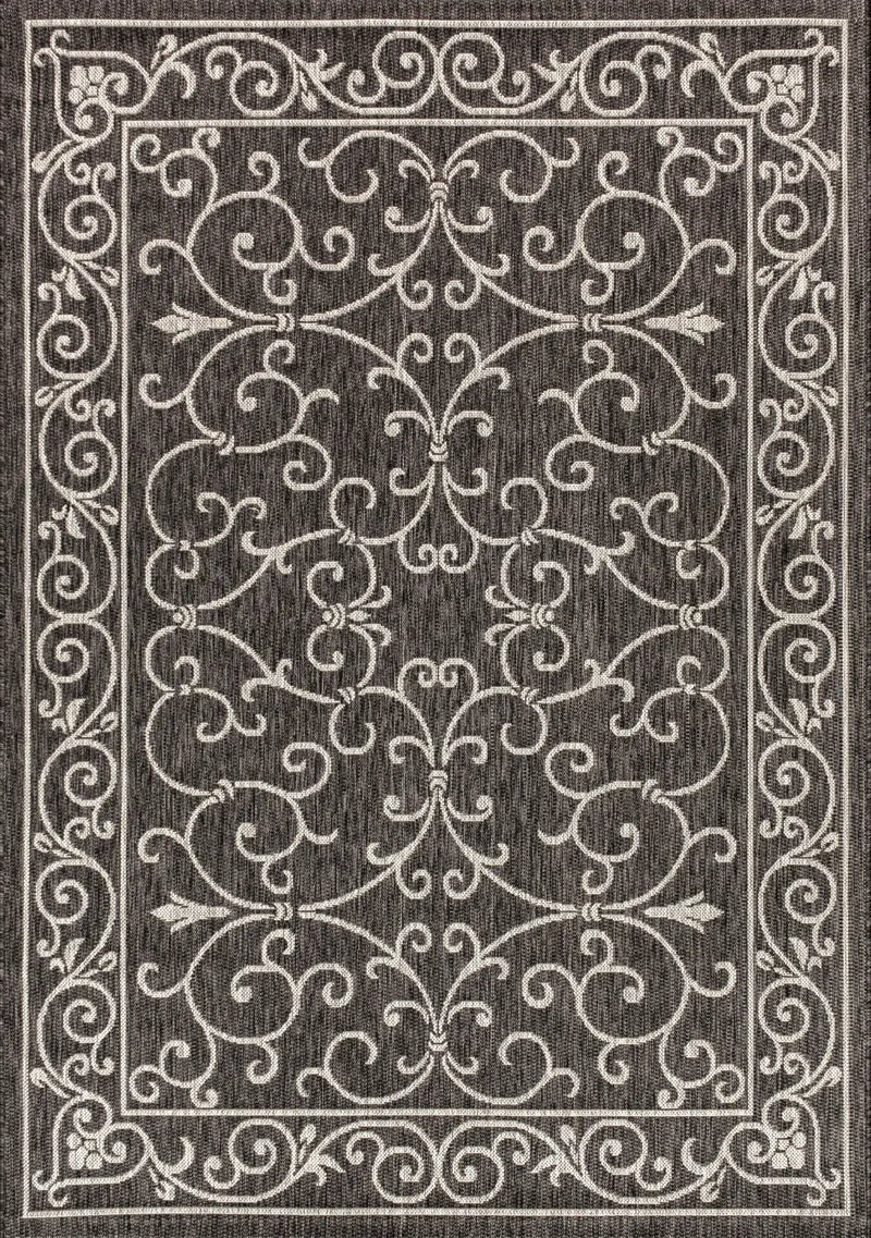 10' X 14' Black And Gray Medallion Indoor Outdoor Area Rug Homeroots Outdoor