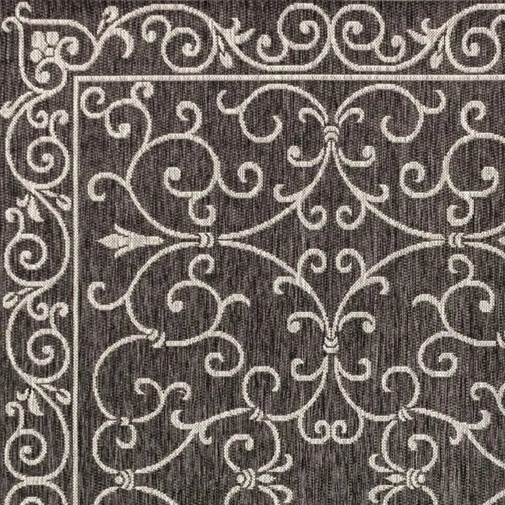 10' X 14' Black And Gray Medallion Indoor Outdoor Area Rug Homeroots Outdoor
