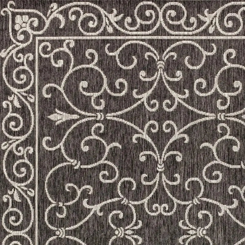 10' X 14' Black And Gray Medallion Indoor Outdoor Area Rug Homeroots Outdoor