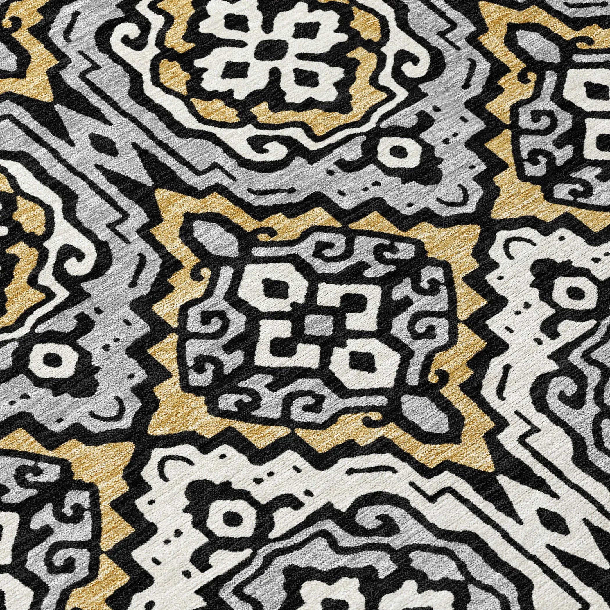10' X 14' Black And Gray Tribal Washable Indoor Outdoor Area Rug Homeroots Outdoor