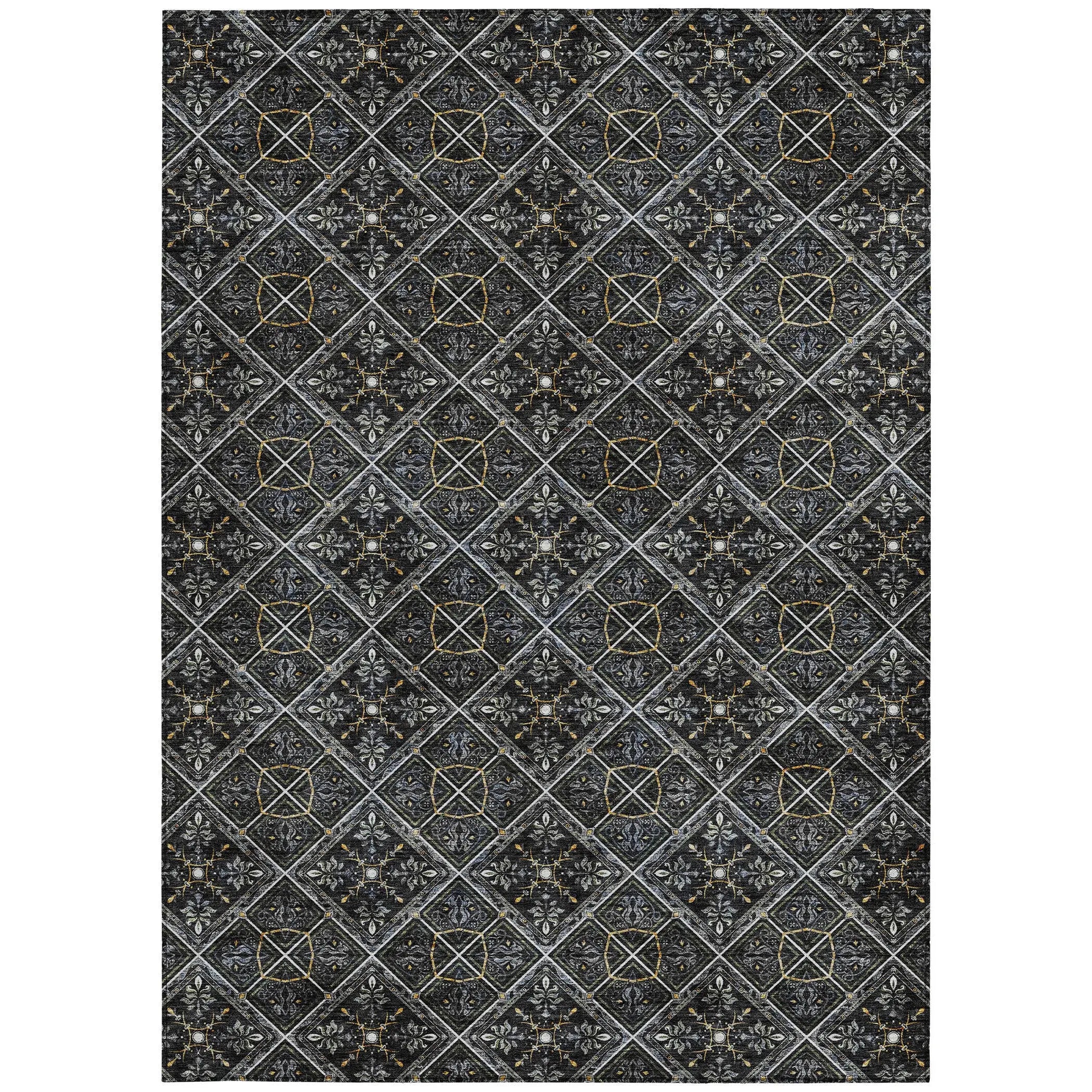 10' X 14' Black And Green Geometric Washable Indoor Outdoor Area Rug Homeroots Outdoor