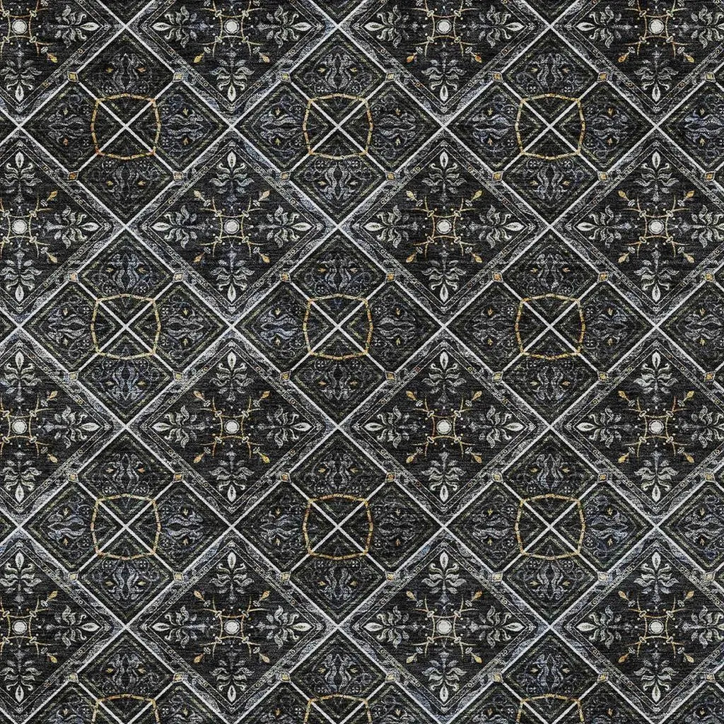 10' X 14' Black And Green Geometric Washable Indoor Outdoor Area Rug Homeroots Outdoor