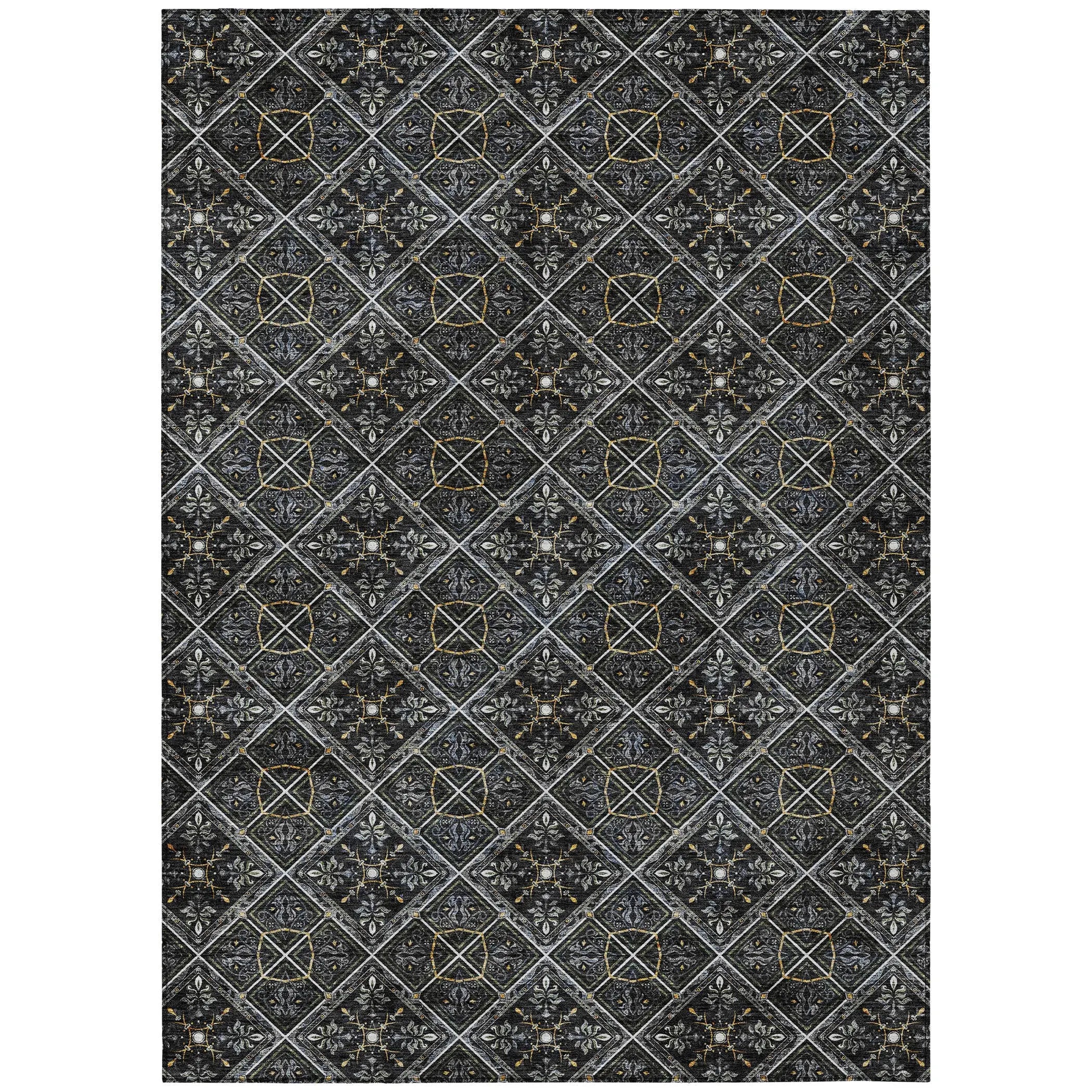 10' X 14' Black And Green Geometric Washable Indoor Outdoor Area Rug Homeroots Outdoor