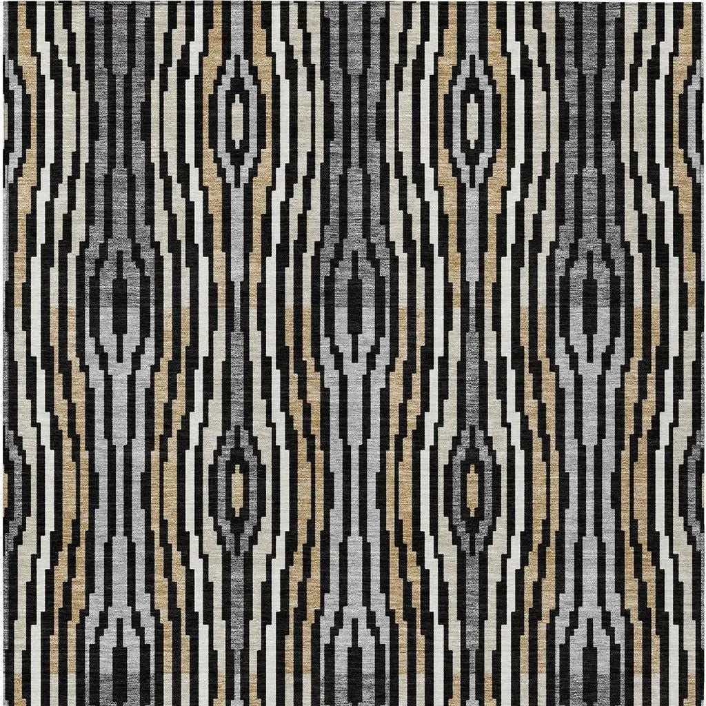 10' X 14' Black And Ivory Abstract Washable Indoor Outdoor Area Rug Homeroots Outdoor
