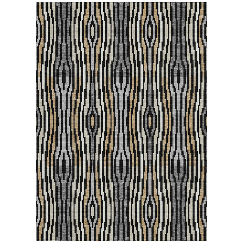 10' X 14' Black And Ivory Abstract Washable Indoor Outdoor Area Rug Homeroots Outdoor