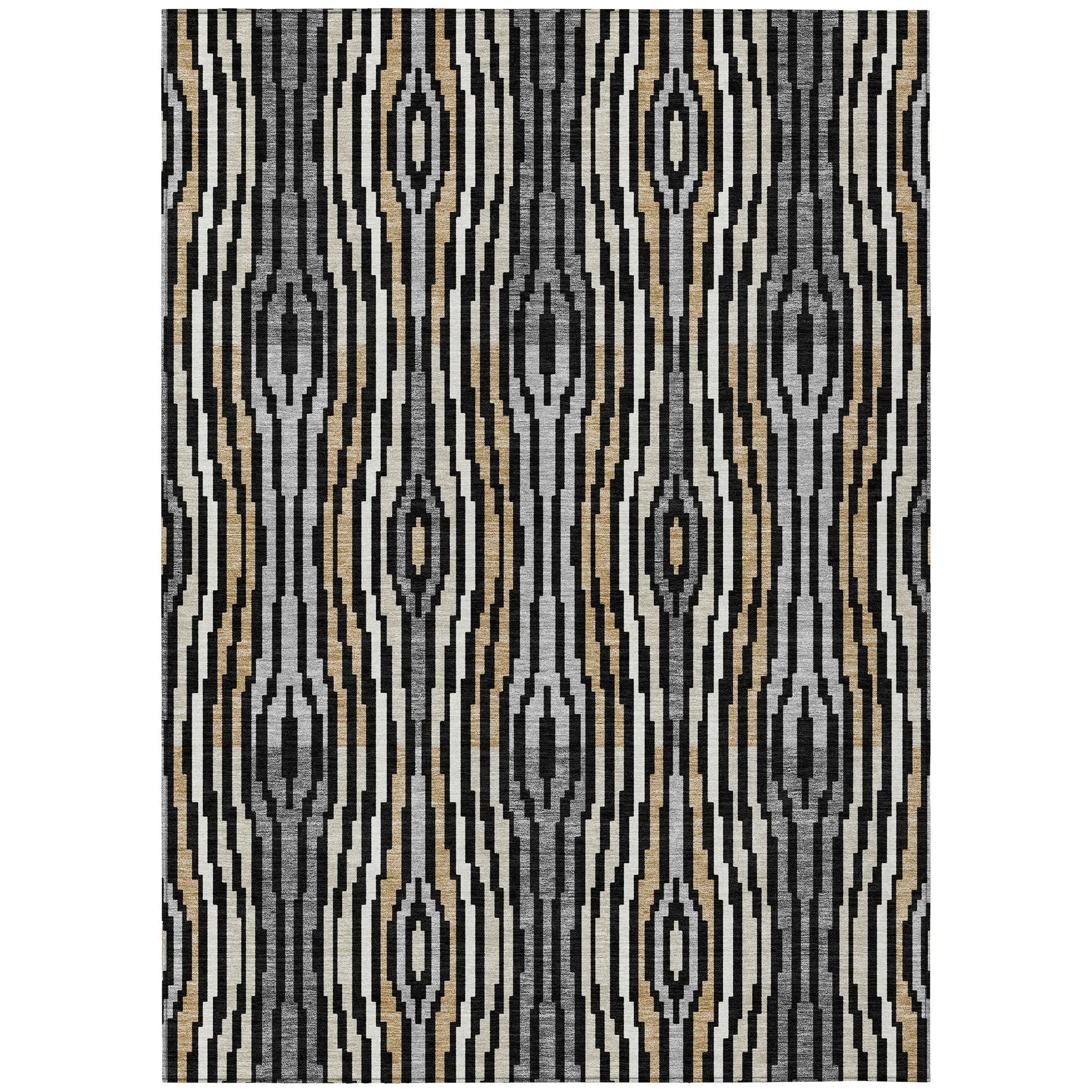 10' X 14' Black And Ivory Abstract Washable Indoor Outdoor Area Rug Homeroots Outdoor