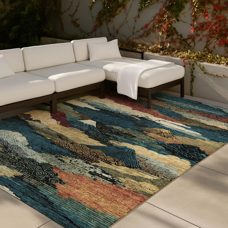 10' X 14' Black And Ivory Abstract Washable Indoor Outdoor Area Rug Homeroots Outdoor