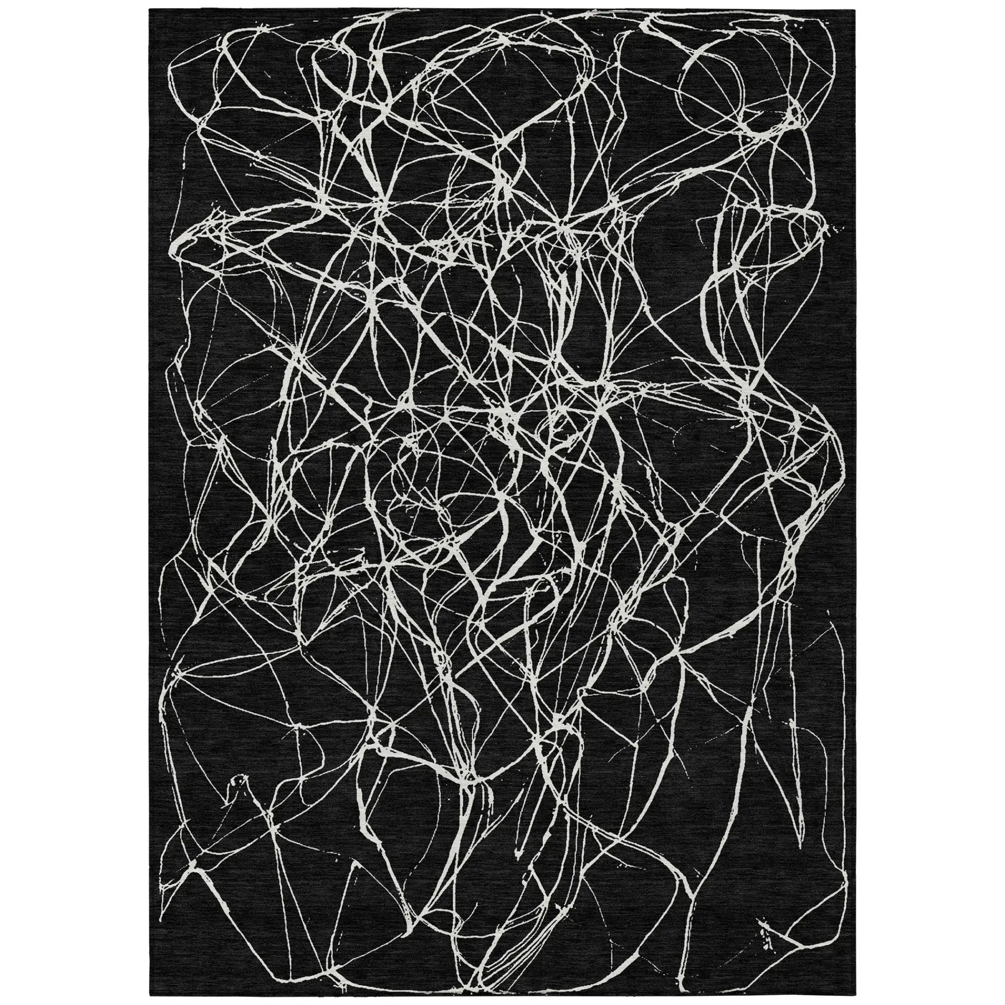 10' X 14' Black And Ivory Abstract Washable Indoor Outdoor Area Rug Homeroots Outdoor
