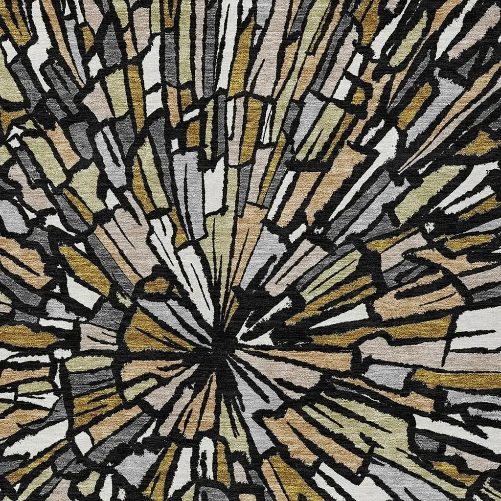10' X 14' Black And Ivory Abstract Washable Indoor Outdoor Area Rug Homeroots Outdoor