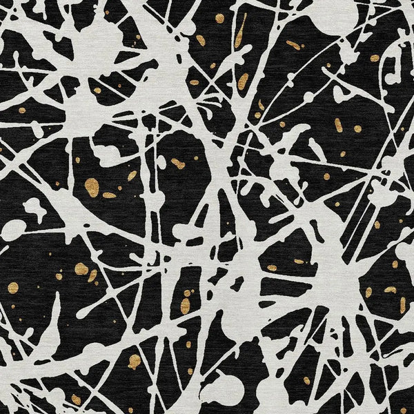 10' X 14' Black And Ivory Abstract Washable Indoor Outdoor Area Rug Homeroots Outdoor