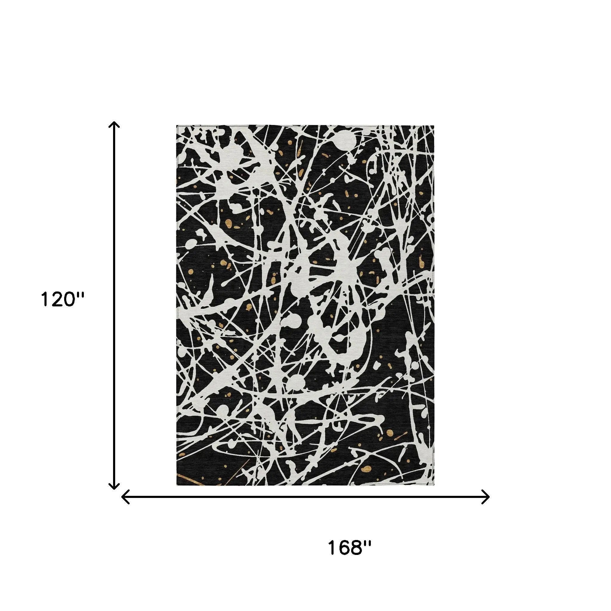 10' X 14' Black And Ivory Abstract Washable Indoor Outdoor Area Rug Homeroots Outdoor