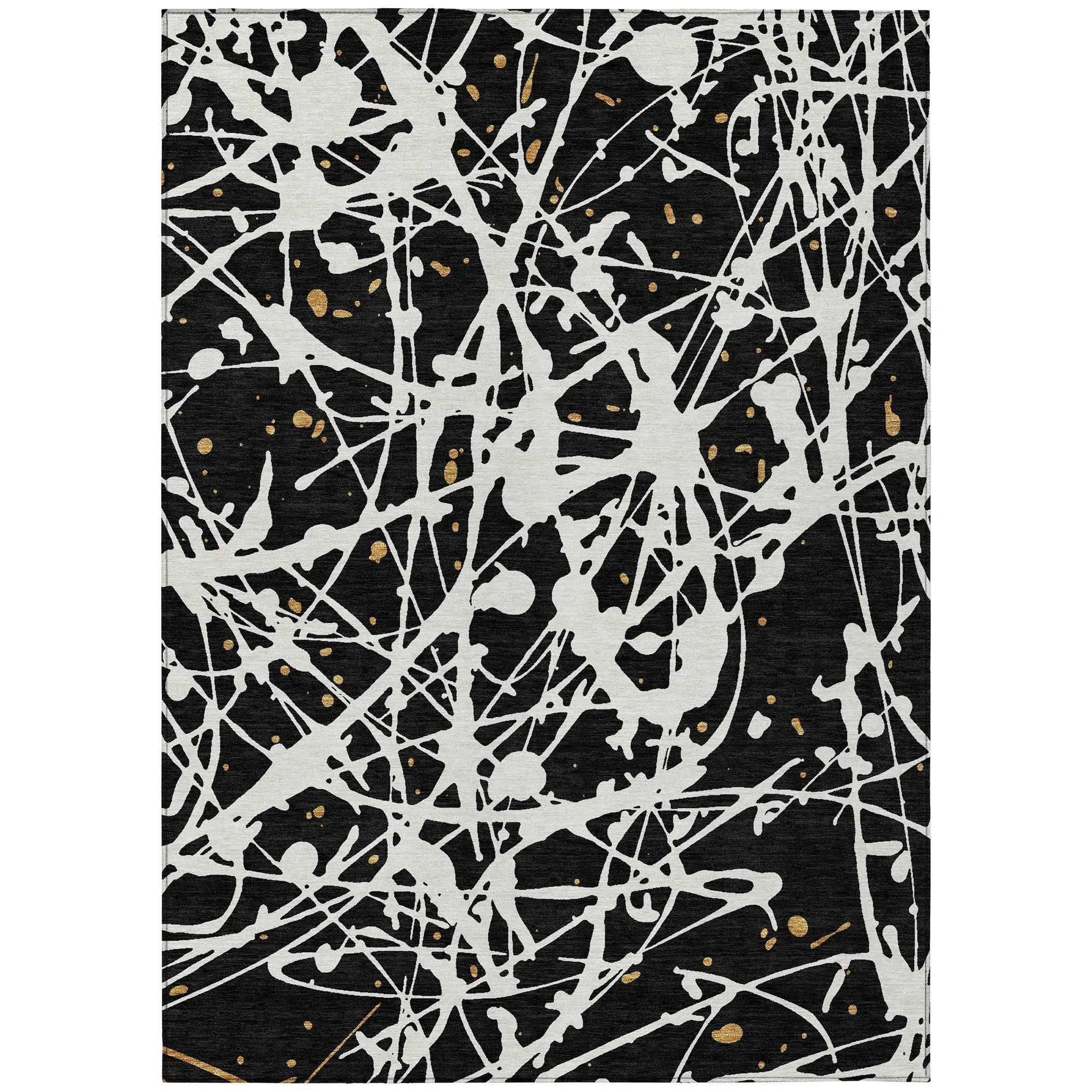 10' X 14' Black And Ivory Abstract Washable Indoor Outdoor Area Rug Homeroots Outdoor