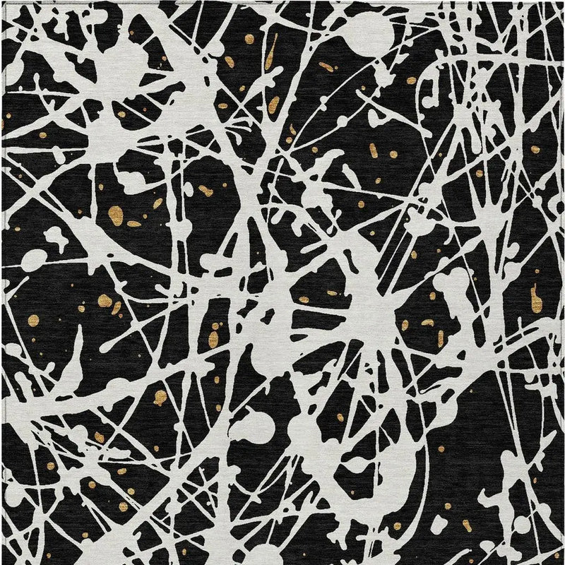 10' X 14' Black And Ivory Abstract Washable Indoor Outdoor Area Rug Homeroots Outdoor