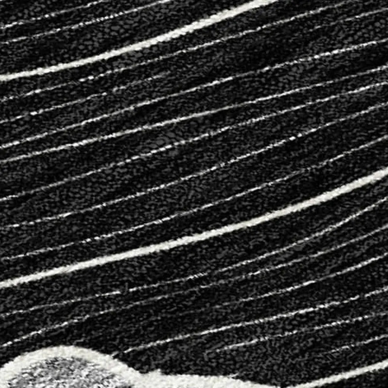 Black and white abstract rug, soft pile, modern design with wavy patterns, perfect for contemporary decor.