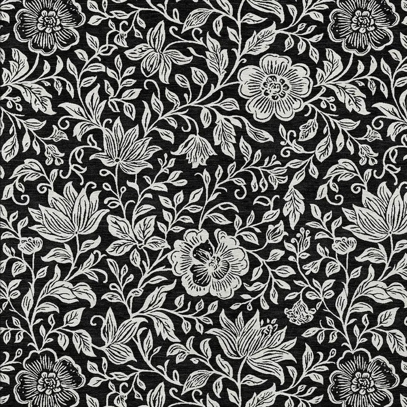10' X 14' Black And Ivory Floral Washable Indoor Outdoor Area Rug Homeroots Outdoor