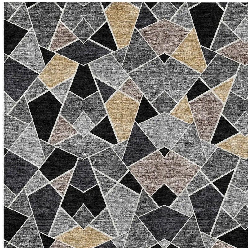 10' X 14' Black And Ivory Geometric Washable Indoor Outdoor Area Rug Homeroots Outdoor