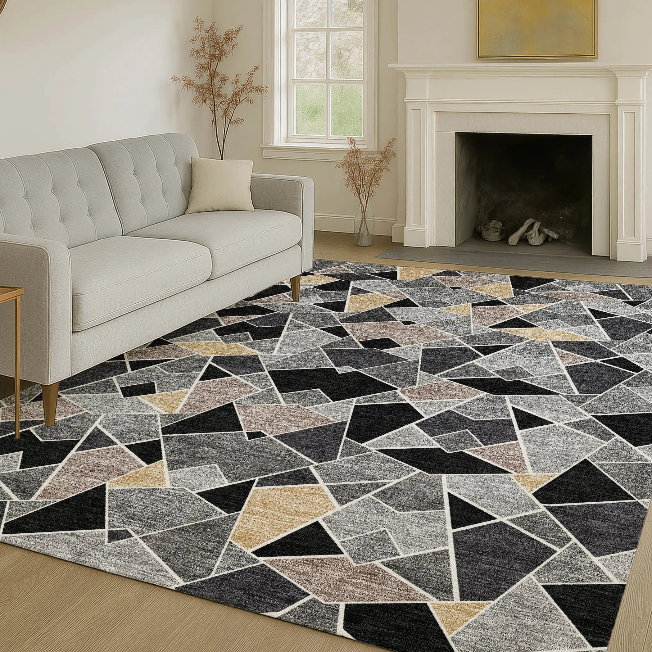 10' X 14' Black And Ivory Geometric Washable Indoor Outdoor Area Rug Homeroots Outdoor