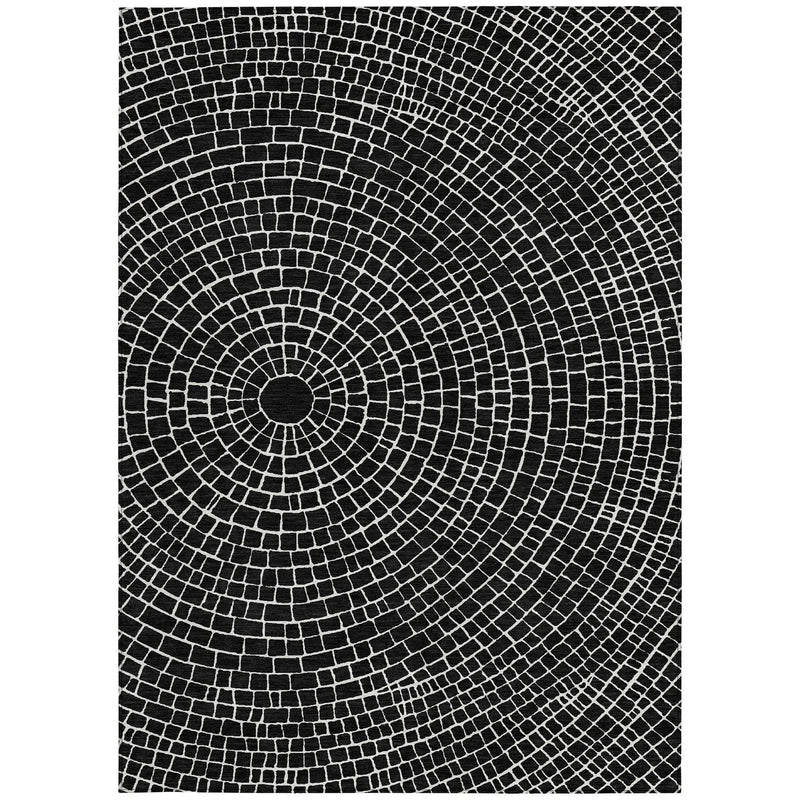 10' X 14' Black And Ivory Geometric Washable Indoor Outdoor Area Rug Homeroots Outdoor