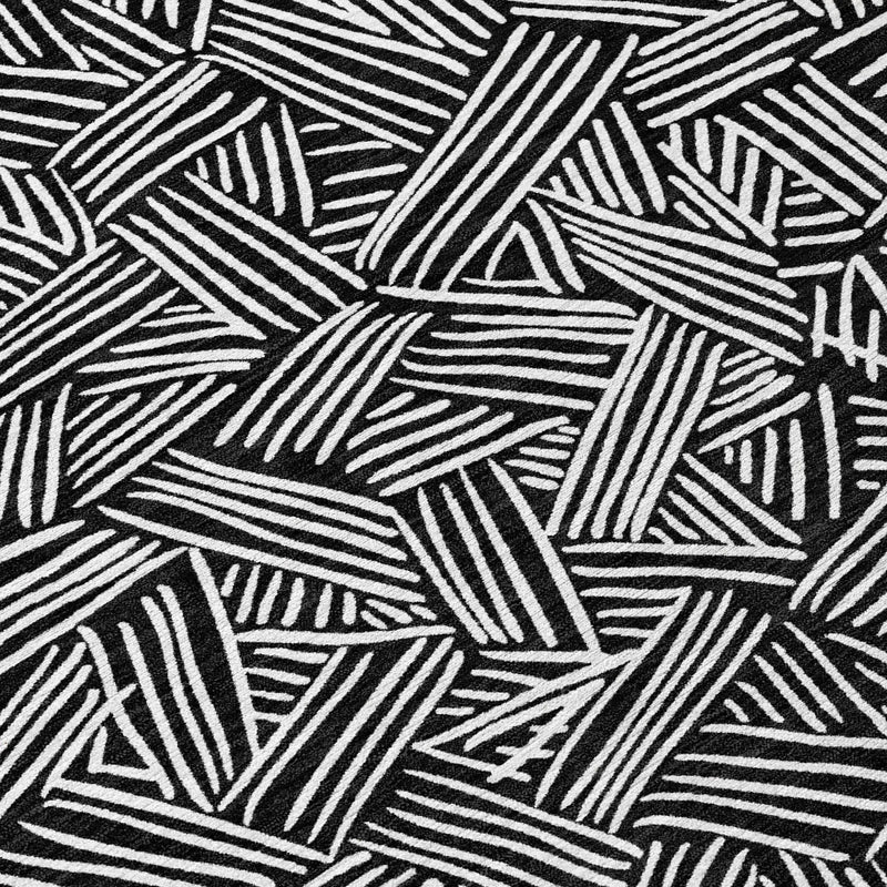 10' X 14' Black And Ivory Geometric Washable Indoor Outdoor Area Rug Homeroots Outdoor