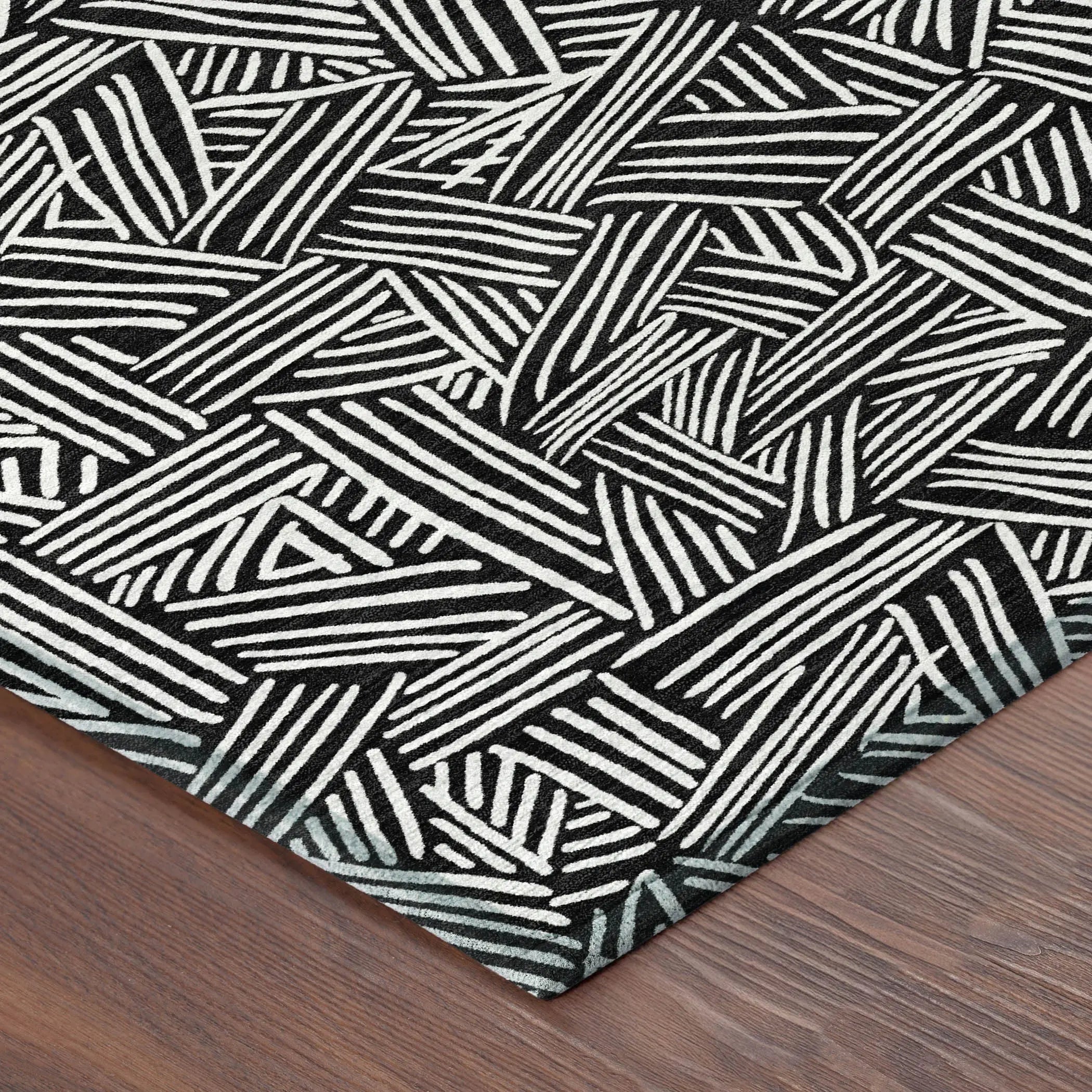 10' X 14' Black And Ivory Geometric Washable Indoor Outdoor Area Rug Homeroots Outdoor