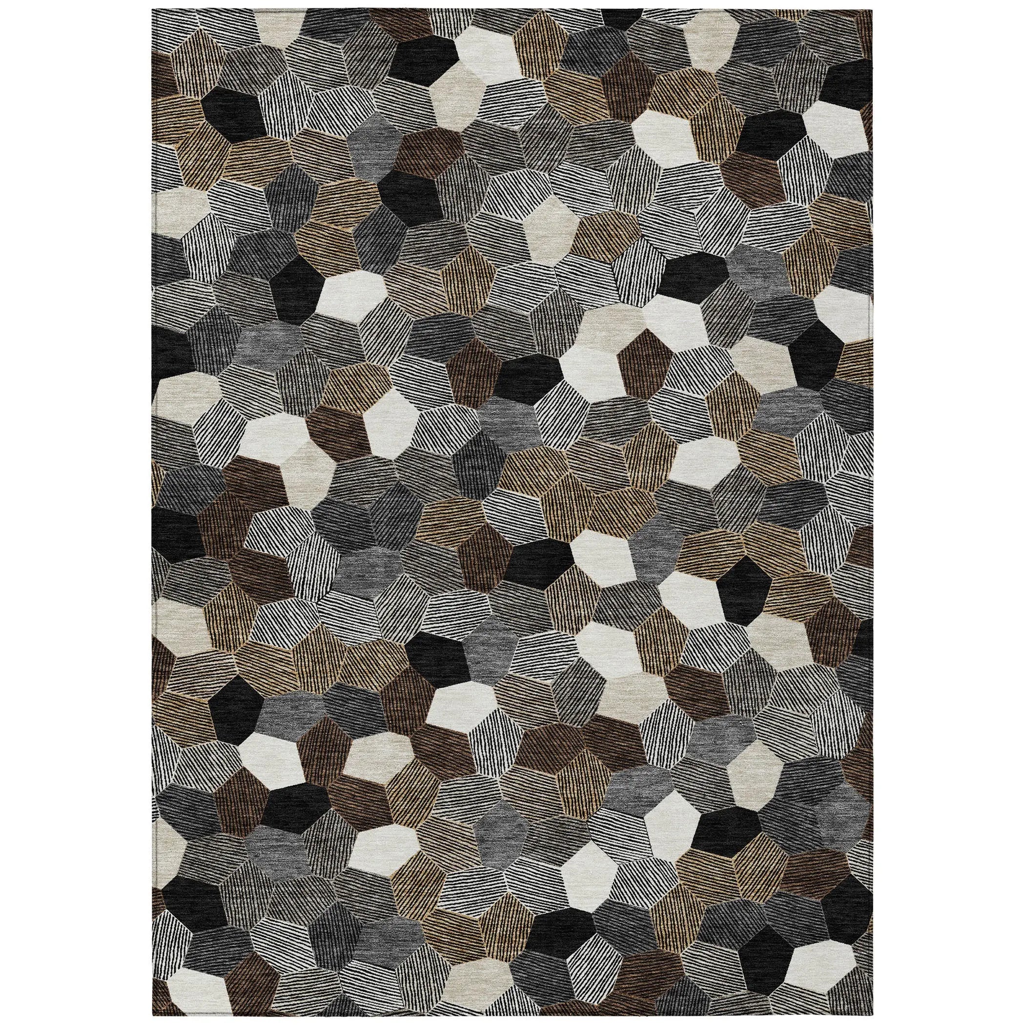 10' X 14' Black And Ivory Geometric Washable Indoor Outdoor Area Rug Homeroots Outdoor