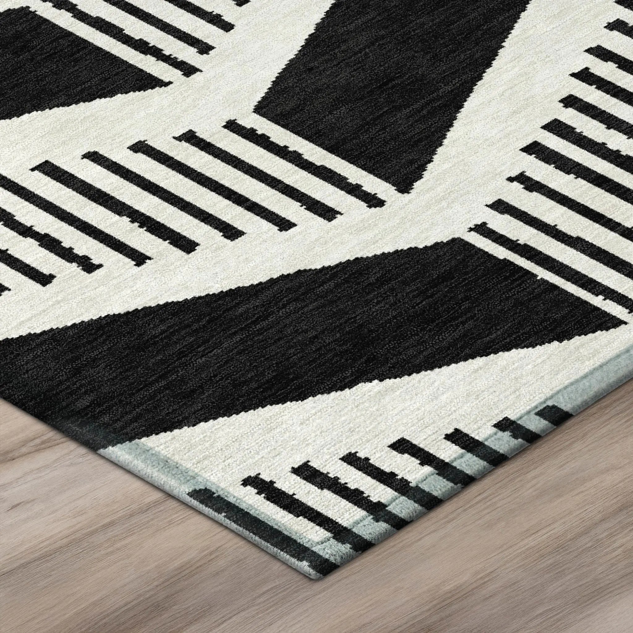 10' X 14' Black And Ivory Geometric Washable Indoor Outdoor Area Rug Homeroots Outdoor