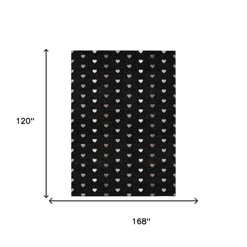 10' X 14' Black And Ivory Geometric Washable Indoor Outdoor Area Rug Homeroots Outdoor