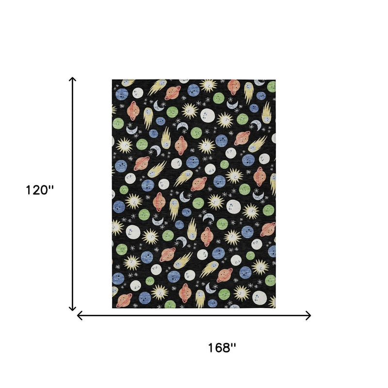 10' X 14' Black And Ivory Geometric Washable Indoor Outdoor Area Rug Homeroots Outdoor