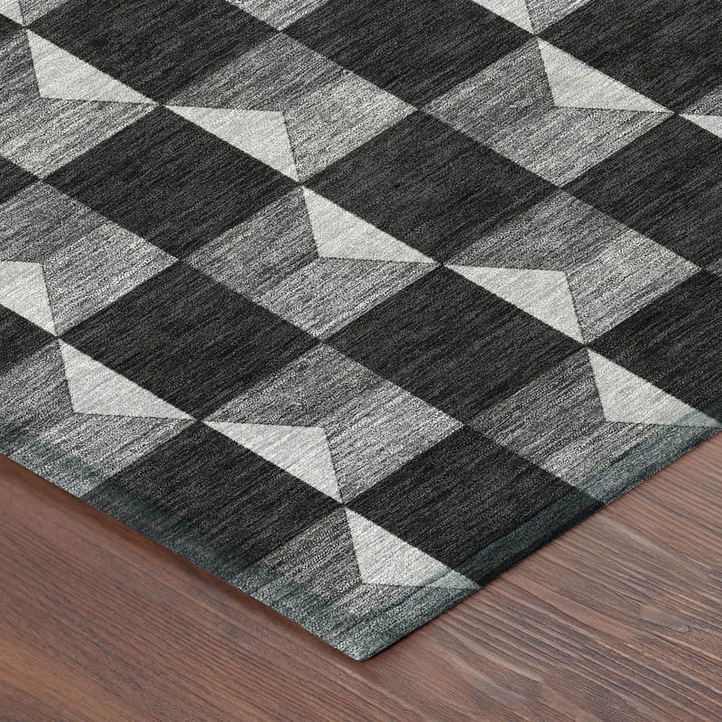 10' X 14' Black And Ivory Geometric Washable Indoor Outdoor Area Rug Homeroots Outdoor