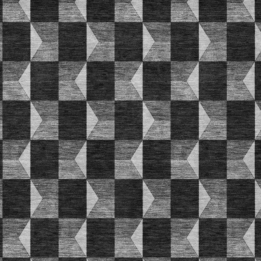 10' X 14' Black And Ivory Geometric Washable Indoor Outdoor Area Rug Homeroots Outdoor
