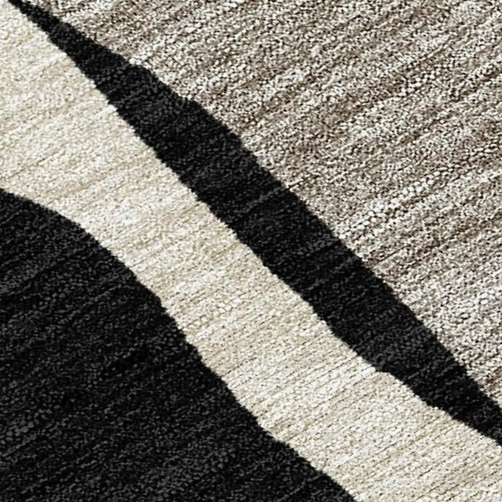 10' X 14' Black And Ivory Geometric Washable Indoor Outdoor Area Rug Homeroots Outdoor