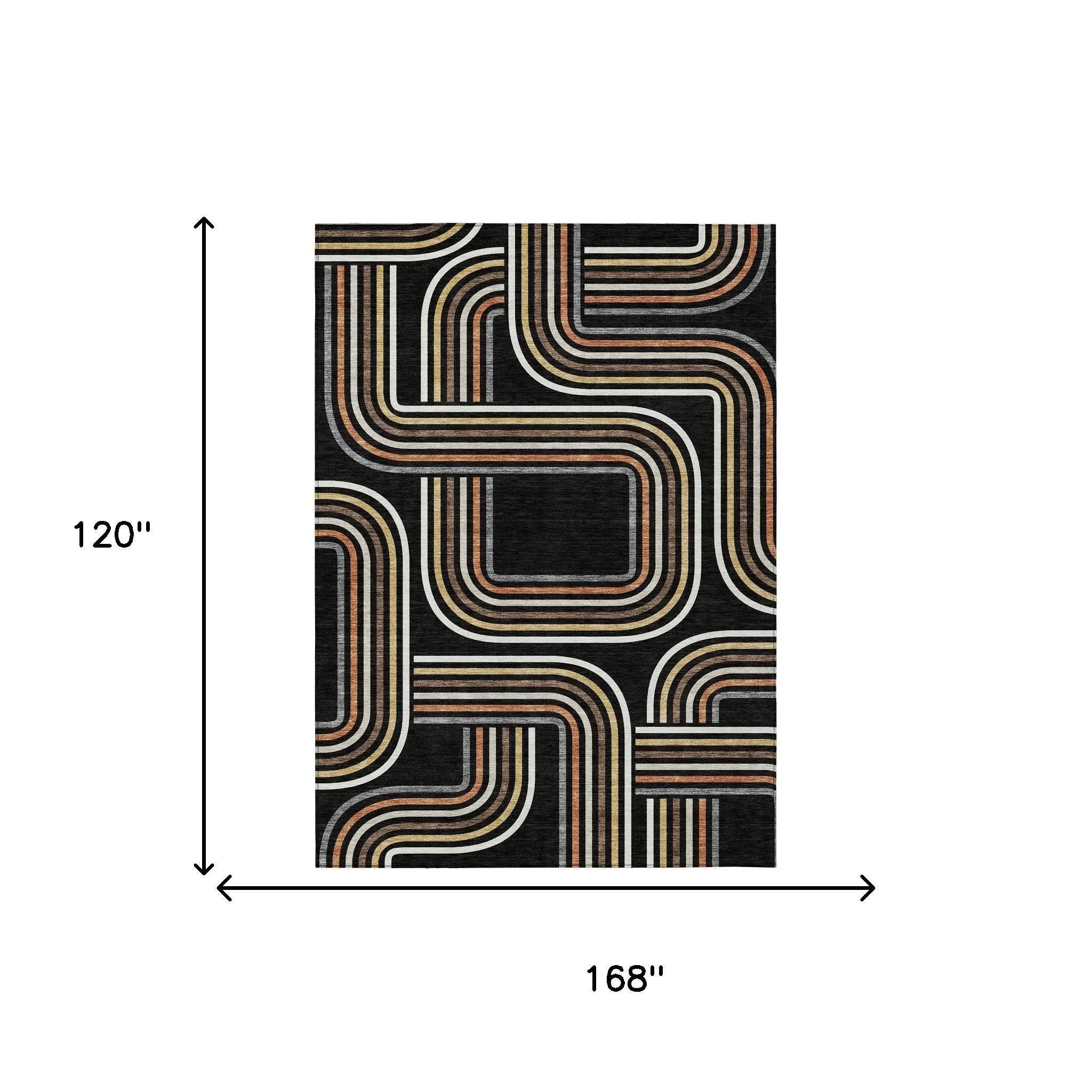 10' X 14' Black And Ivory Geometric Washable Indoor Outdoor Area Rug Homeroots Outdoor