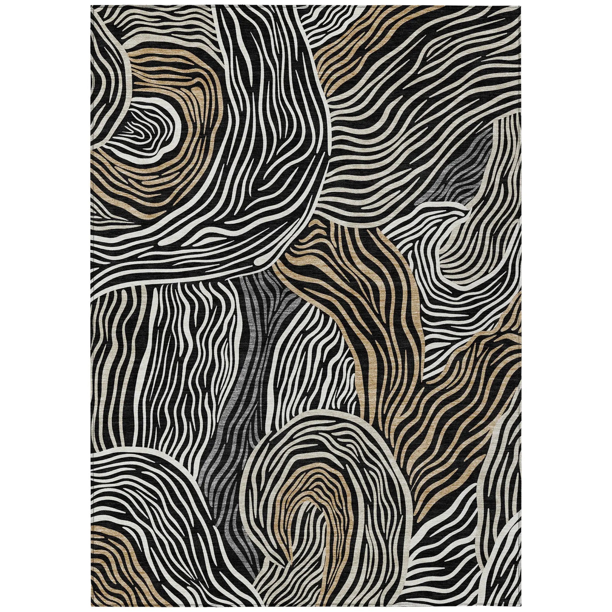 10' X 14' Black And Ivory Ikat Washable Indoor Outdoor Area Rug Homeroots Outdoor