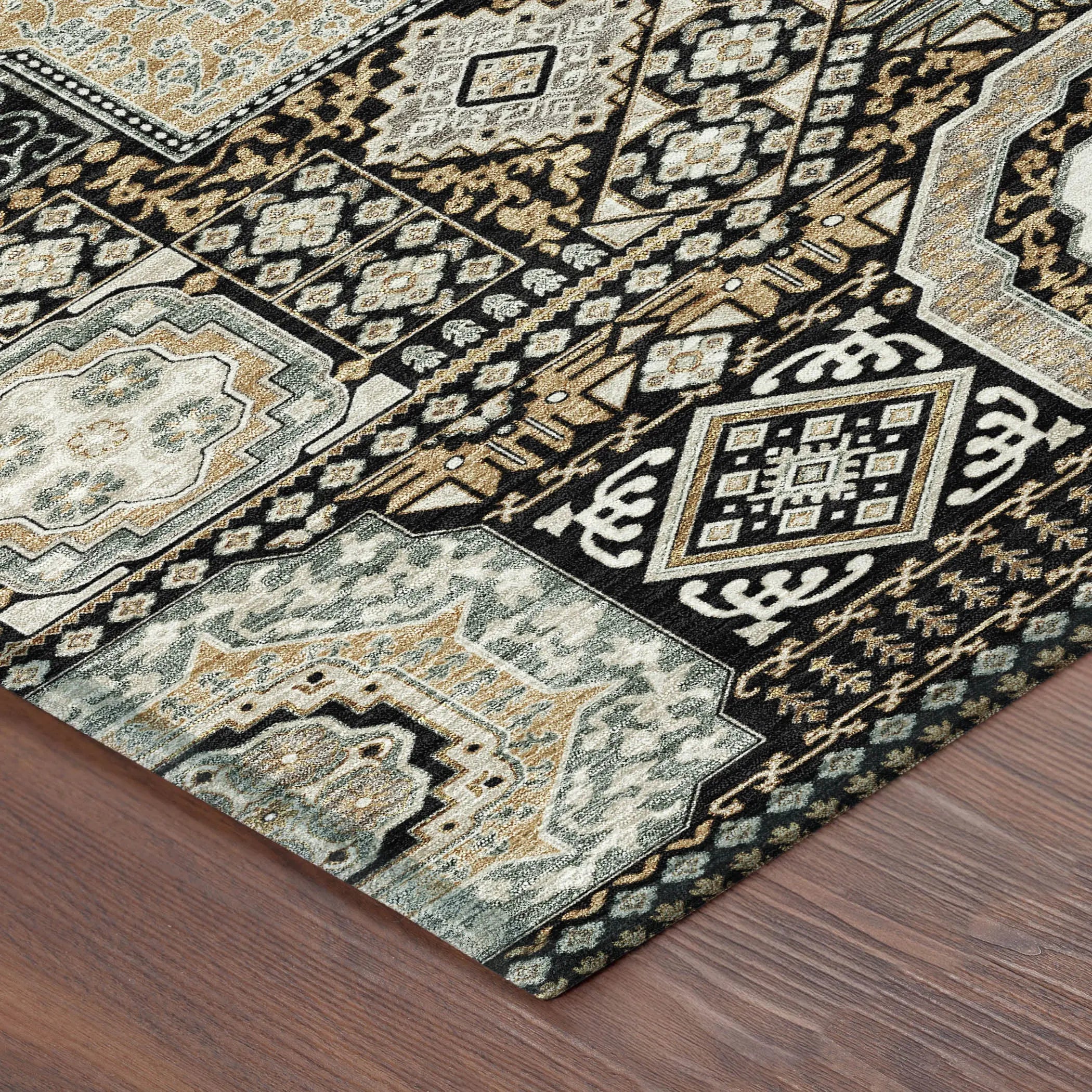 10' X 14' Black And Ivory Oriental Washable Indoor Outdoor Area Rug Homeroots Outdoor