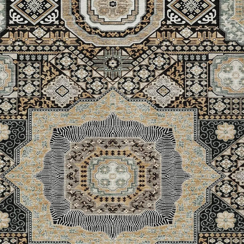 10' X 14' Black And Ivory Oriental Washable Indoor Outdoor Area Rug Homeroots Outdoor