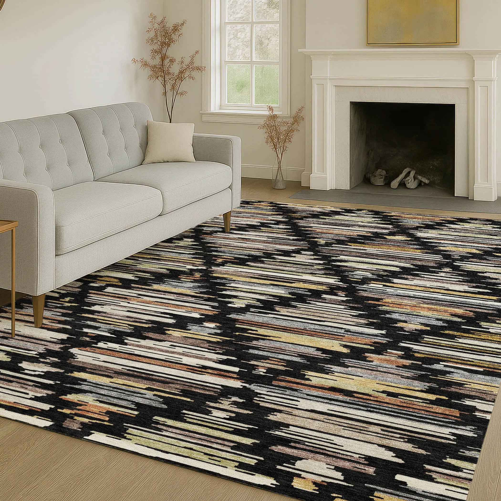 10' X 14' Black And Ivory Southwestern Washable Indoor Outdoor Area Rug Homeroots Outdoor