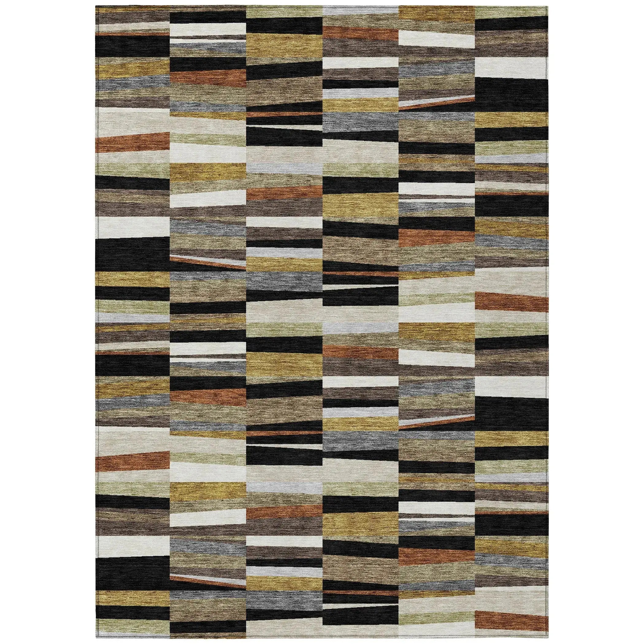 10' X 14' Black And Ivory Striped Washable Indoor Outdoor Area Rug Homeroots Outdoor