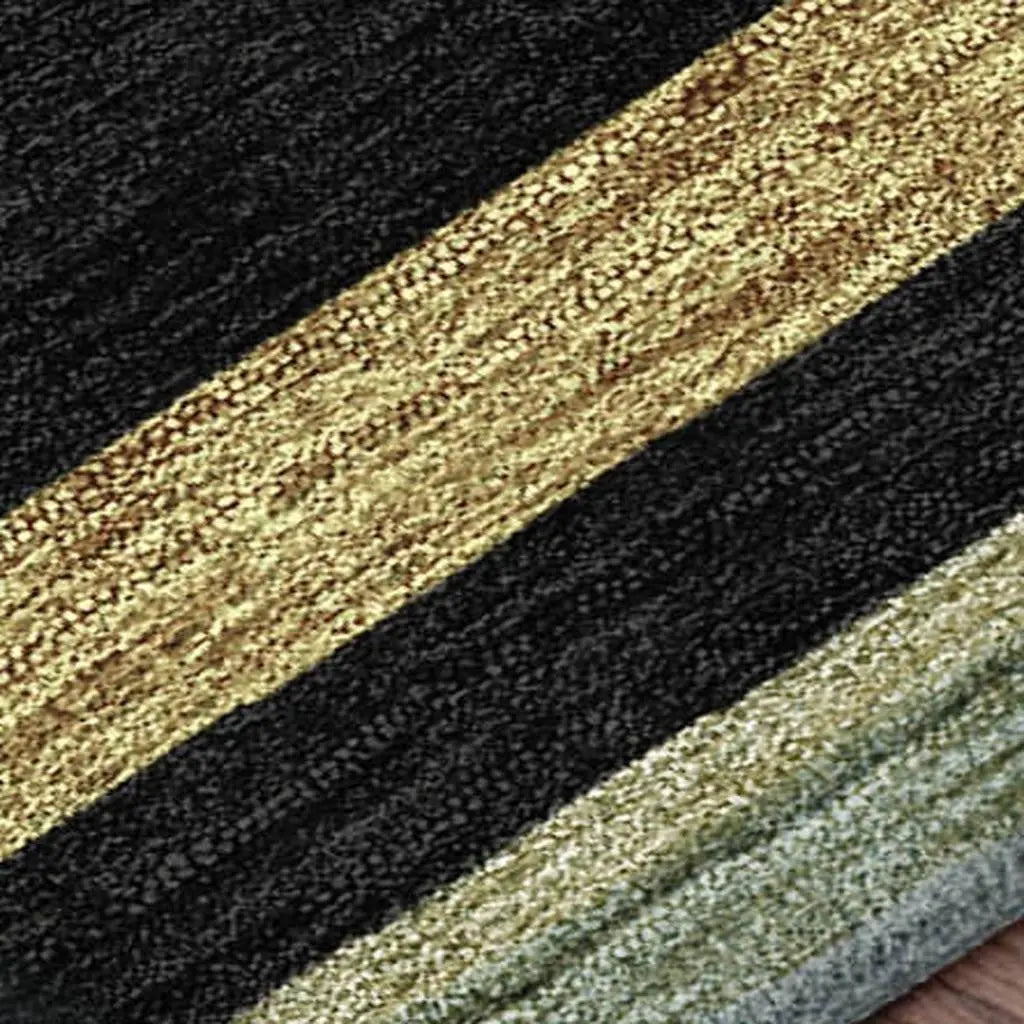 10' X 14' Black And Ivory Striped Washable Indoor Outdoor Area Rug Homeroots Outdoor