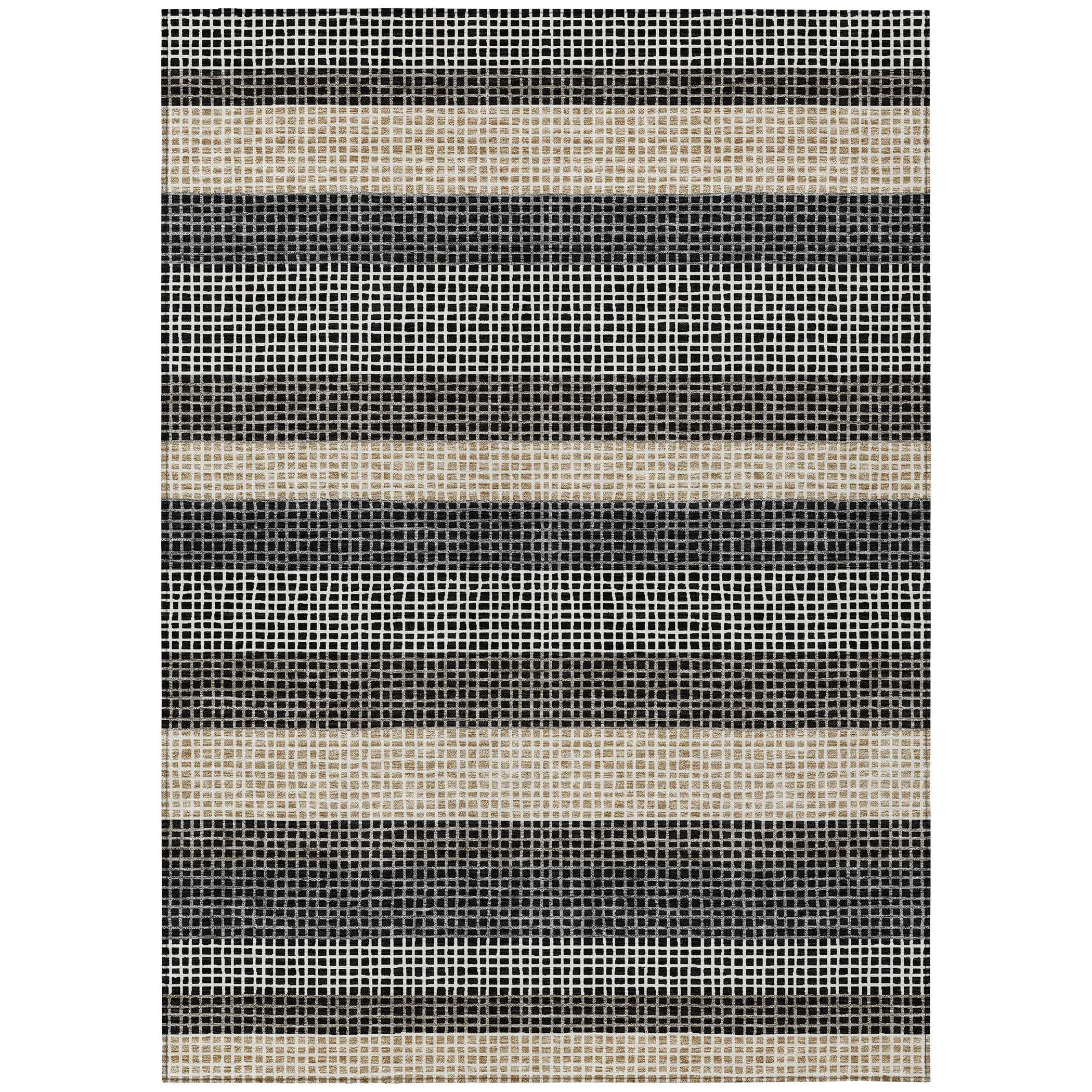 10' X 14' Black And Ivory Striped Washable Indoor Outdoor Area Rug Homeroots Outdoor