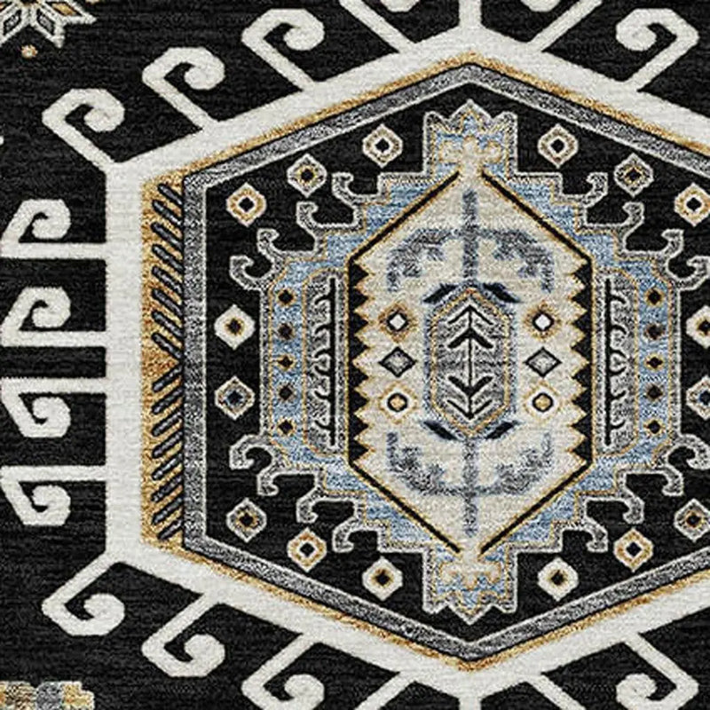 10' X 14' Black And Ivory Tribal Washable Indoor Outdoor Area Rug Homeroots Outdoor