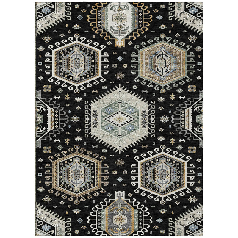 10' X 14' Black And Ivory Tribal Washable Indoor Outdoor Area Rug Homeroots Outdoor
