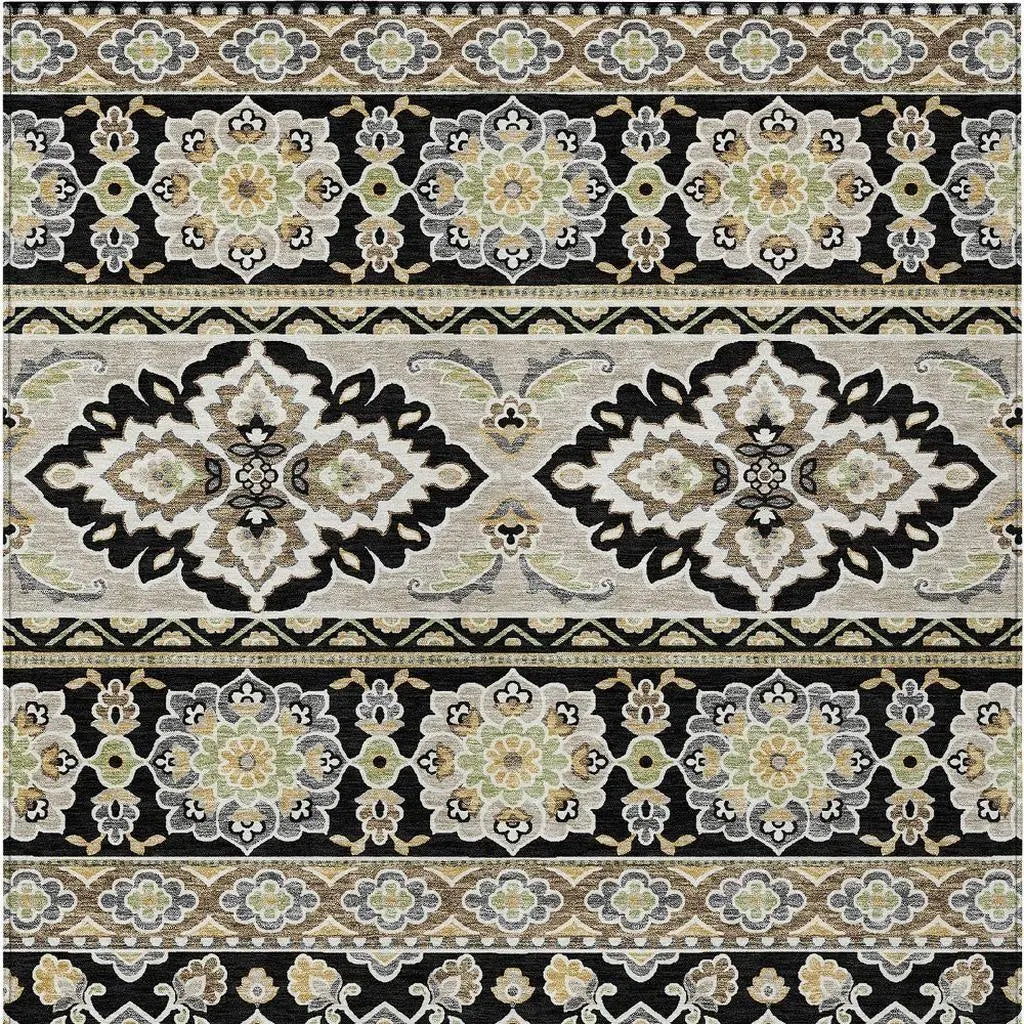 10' X 14' Black And Ivory Tribal Washable Indoor Outdoor Area Rug Homeroots Outdoor