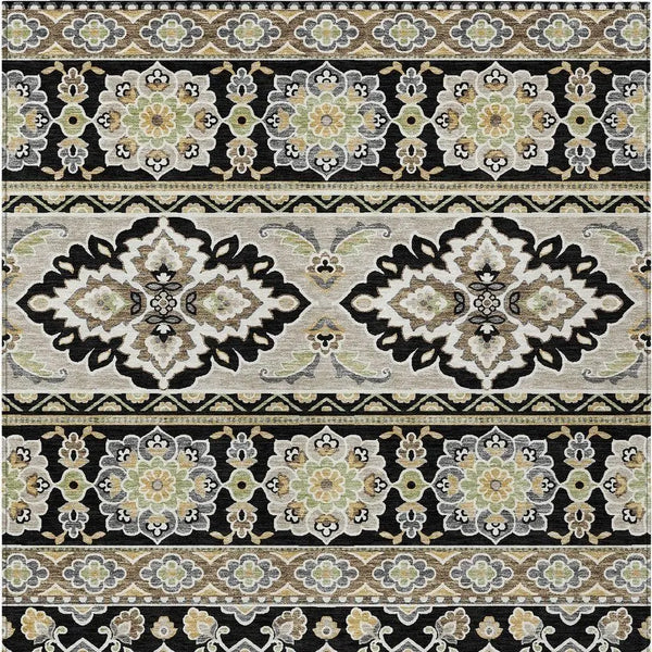 10' X 14' Black And Ivory Tribal Washable Indoor Outdoor Area Rug Homeroots Outdoor