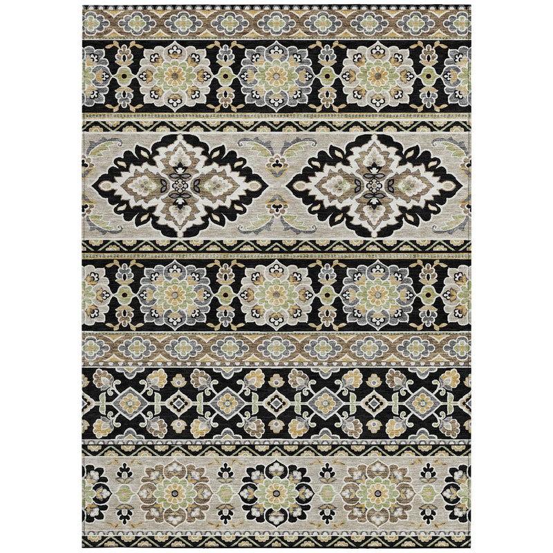 10' X 14' Black And Ivory Tribal Washable Indoor Outdoor Area Rug Homeroots Outdoor