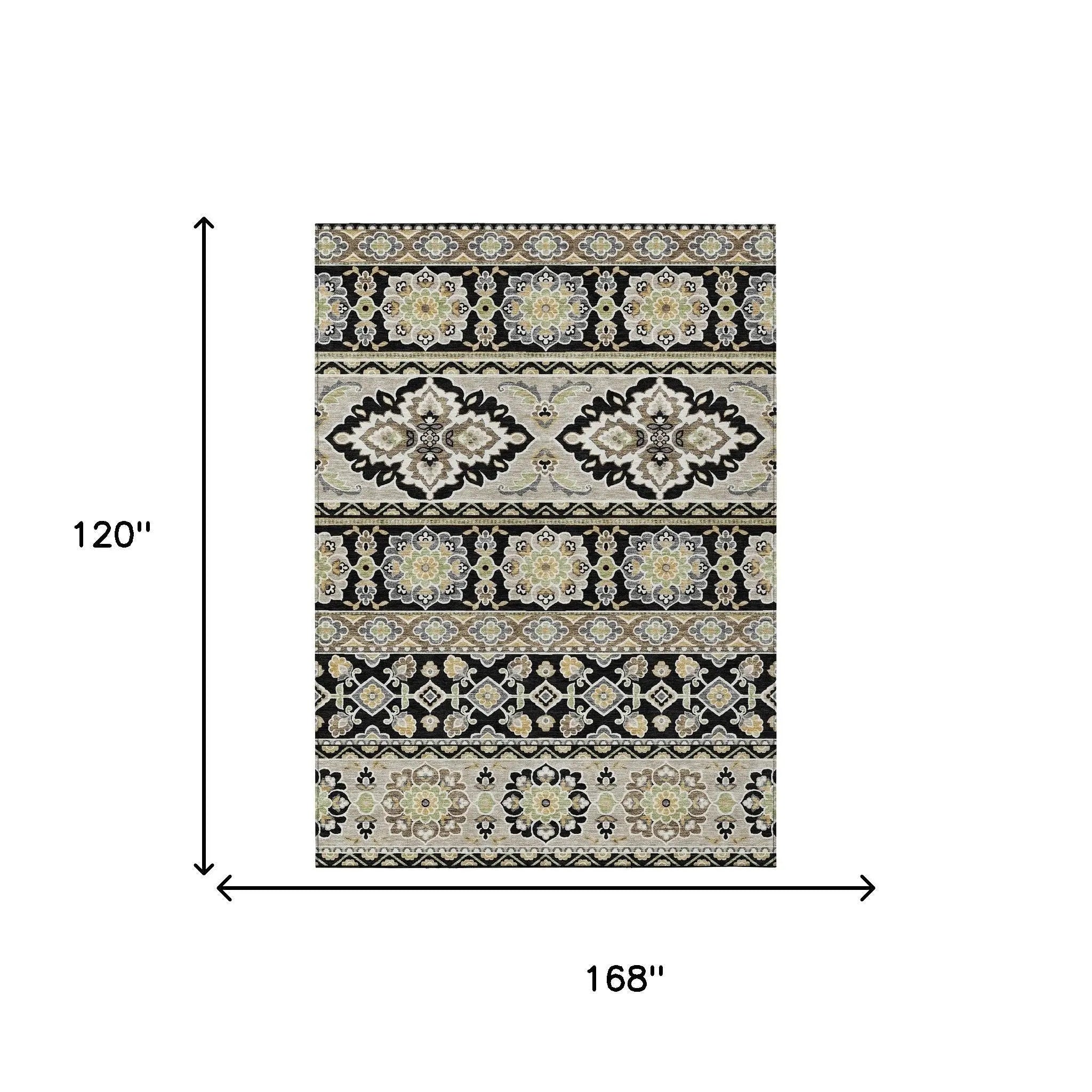 10' X 14' Black And Ivory Tribal Washable Indoor Outdoor Area Rug Homeroots Outdoor