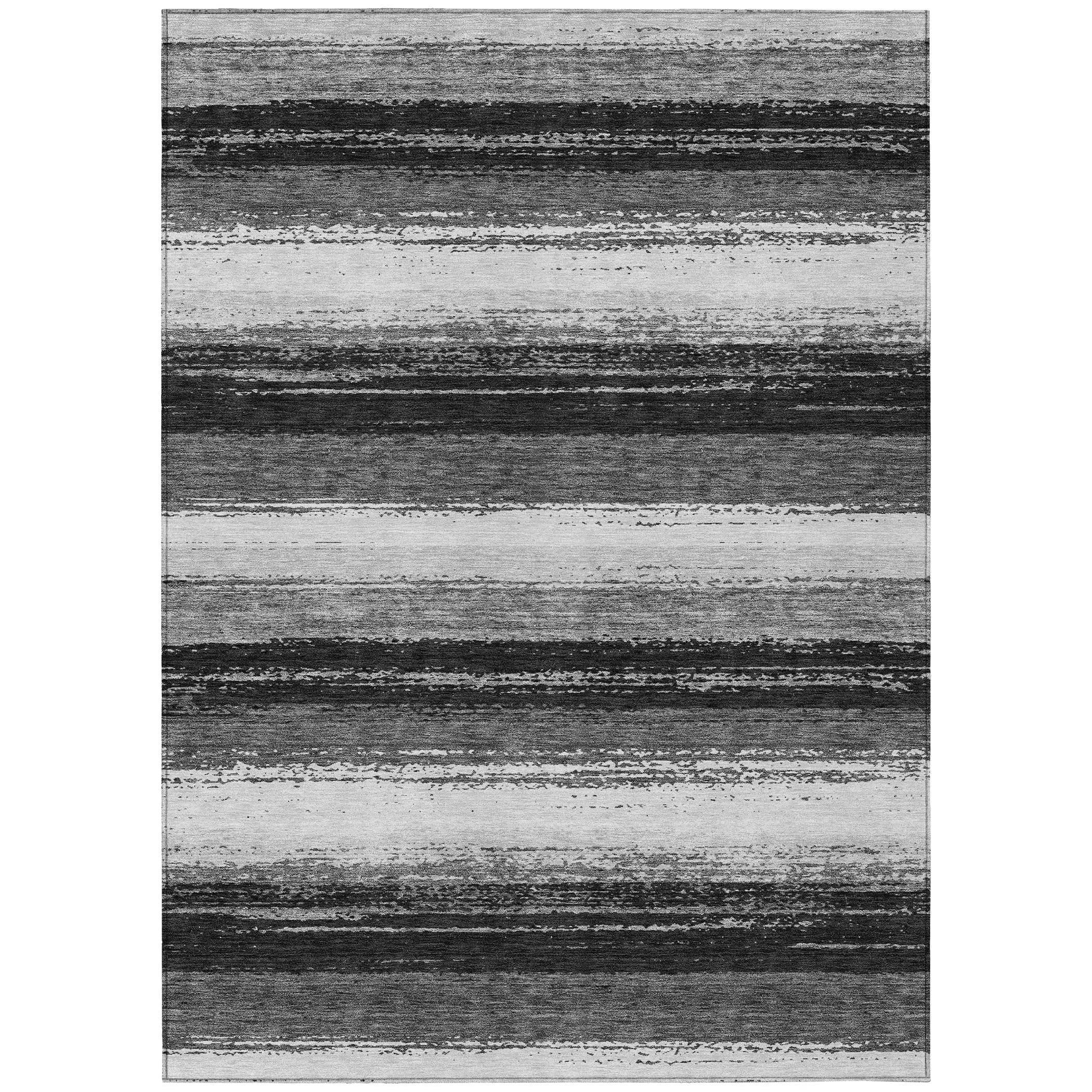 10' X 14' Black And Khaki Striped Washable Indoor Outdoor Area Rug Homeroots Outdoor
