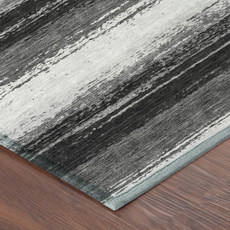 10' X 14' Black And Khaki Striped Washable Indoor Outdoor Area Rug Homeroots Outdoor