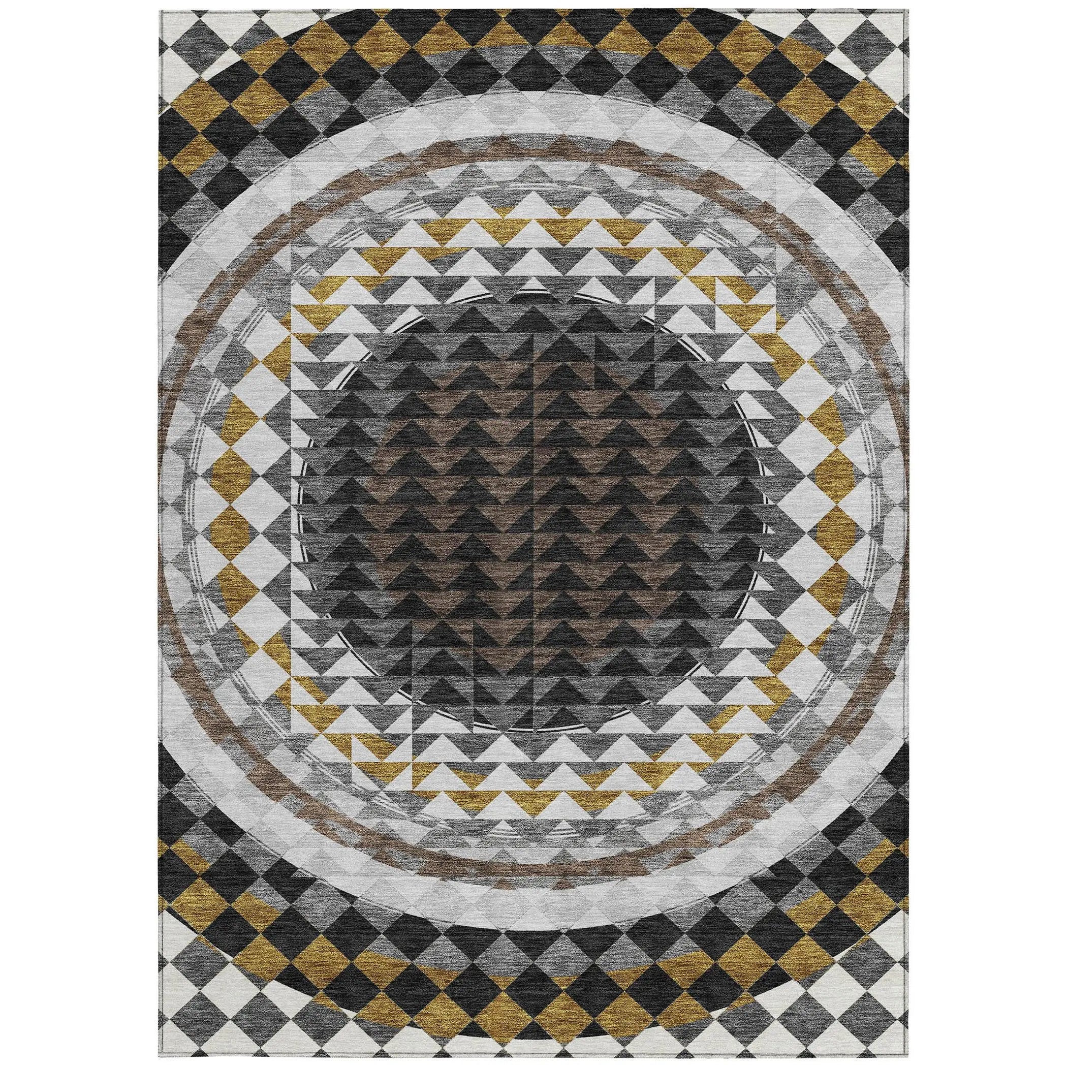 10' X 14' Black And Linen Geometric Washable Indoor Outdoor Area Rug Homeroots Outdoor