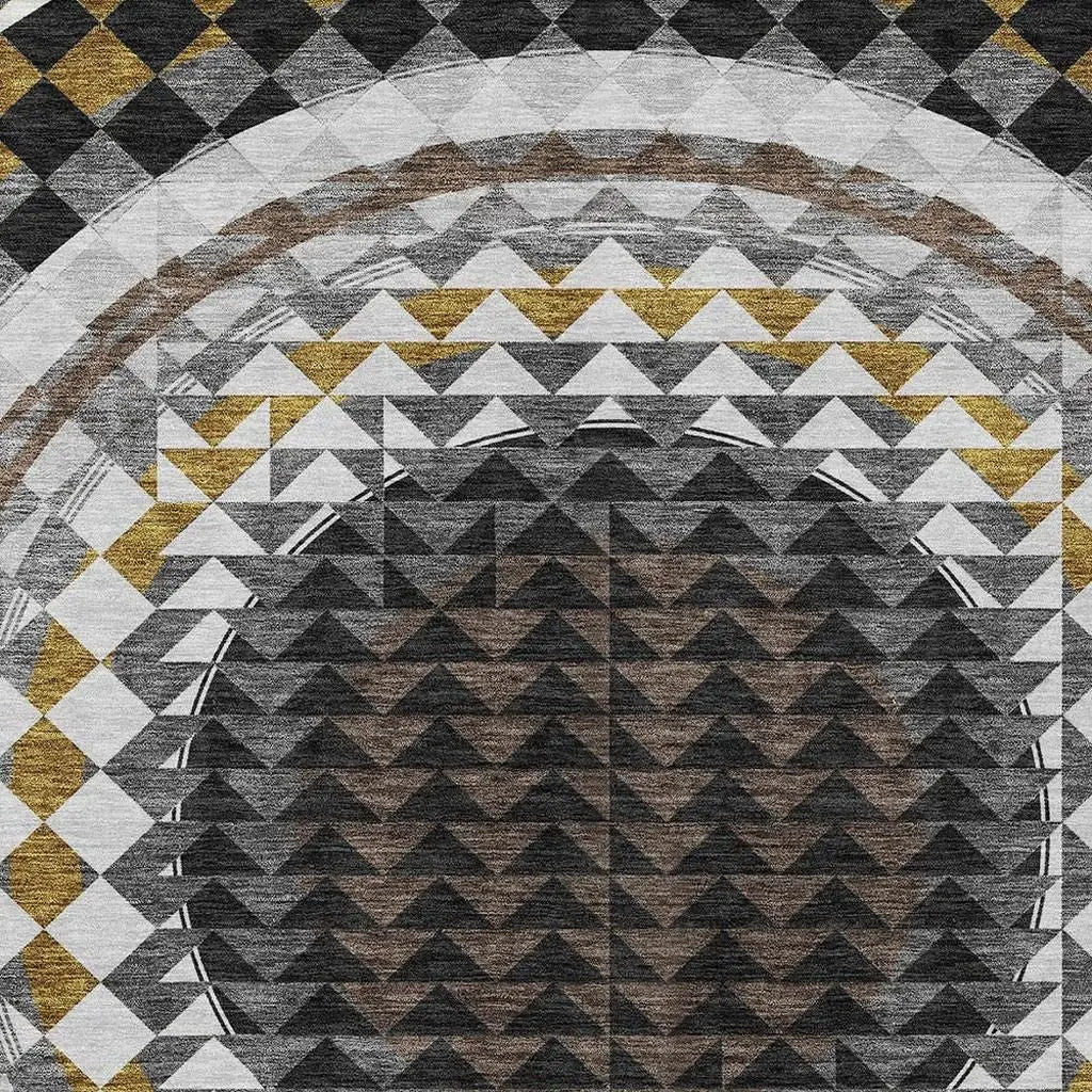 10' X 14' Black And Linen Geometric Washable Indoor Outdoor Area Rug Homeroots Outdoor