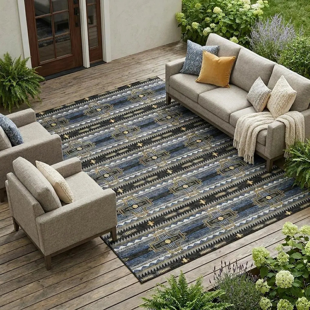 10' X 14' Black And Mauve Tribal Washable Indoor Outdoor Area Rug Homeroots Outdoor